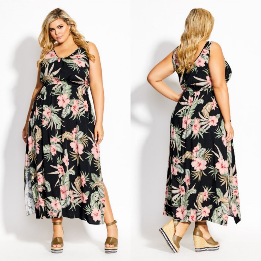 CITY CHIC Molokini Scoop Maxi Dress - black 24